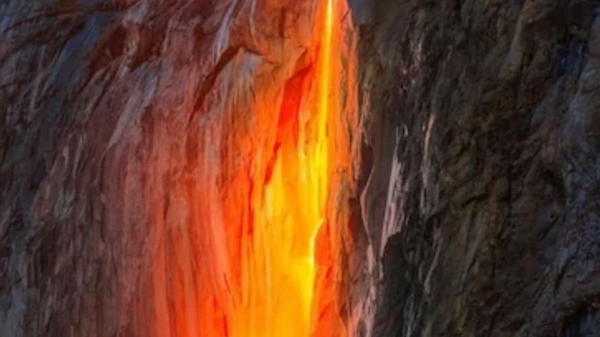 California's Fiery Waterfall: Viral Video Amazes